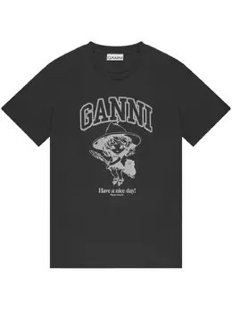 GANNI: Футболка с принтом 