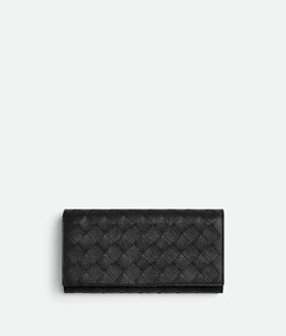 Bottega Veneta: Чёрный кошелёк  Intrecciato