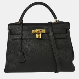 Hermes: Чёрная сумка  Kelly 32