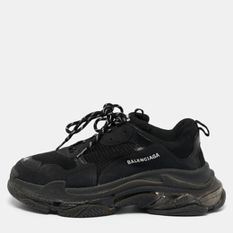 Balenciaga: Чёрные кроссовки  Triple S