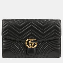 Gucci: Чёрный клатч  GG Marmont