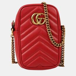 Gucci: Красная сумка  GG Marmont