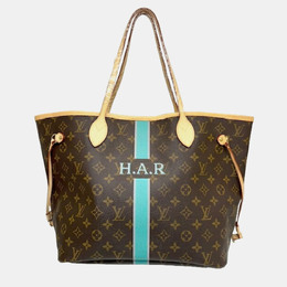 Louis Vuitton: Коричневая сумка-шоппер  Neverfull MM