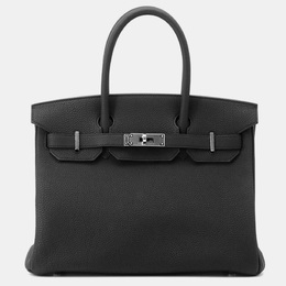 Hermes: Чёрная сумка-шоппер  Birkin 30