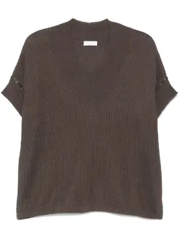 Brunello Cucinelli: Коричневый топ  Monili