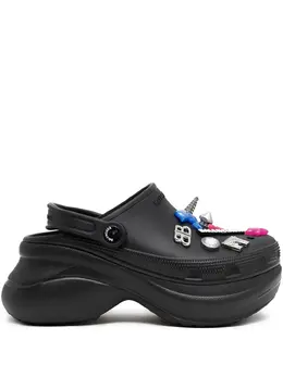 Balenciaga: Чёрные сабо 