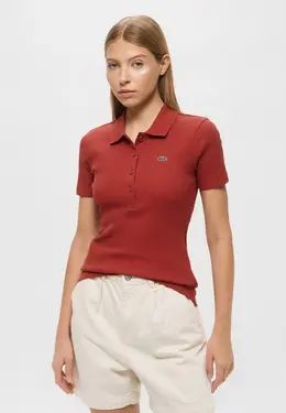 Lacoste: Коричневое поло 