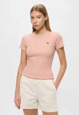 Lacoste: Розовая футболка 