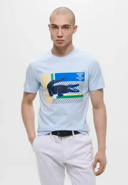 Lacoste: Голубая футболка 