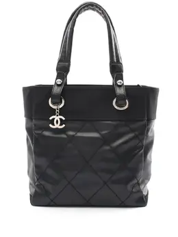 CHANEL Pre-Owned: Чёрная сумка-шоппер 