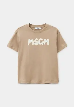 MSGM Kids: Бежевая футболка 