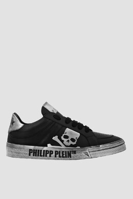 Philipp Plein: Чёрные кроссовки  Skull