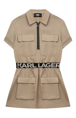 Karl Lagerfeld Kids: Бежевое платье 