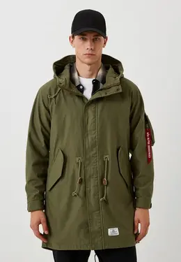 Alpha Industries: Пуховик цвета хаки 