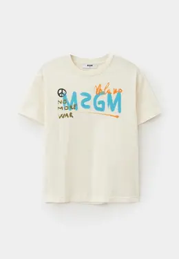 MSGM Kids: Бежевая футболка 