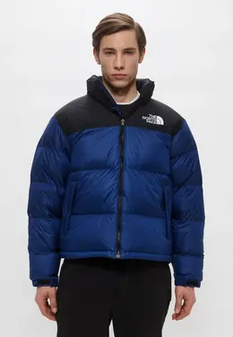 The North Face: Синий пуховик 