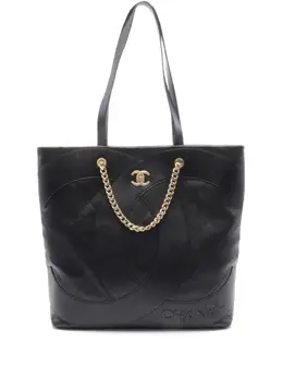 CHANEL Pre-Owned: Чёрная сумка-шоппер 