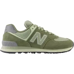 New Balance: Зелёные кроссовки  574