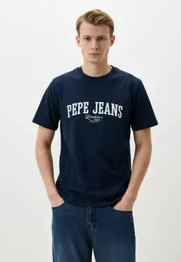 Pepe Jeans: Синяя футболка 