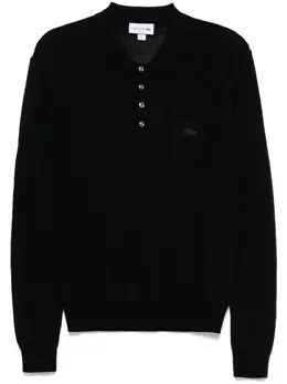 Lacoste: Чёрное поло 