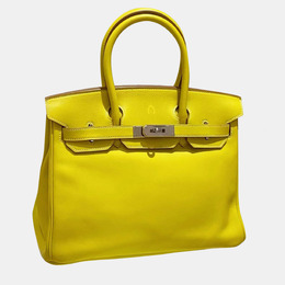 Hermes: Жёлтая сумка-шоппер  Birkin 30