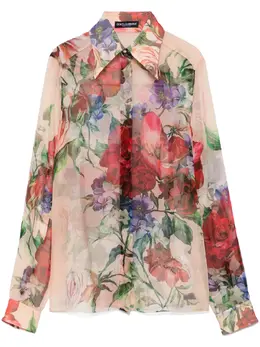 Dolce & Gabbana: Рубашка  Camellia с принтом