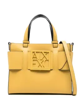 Armani Exchange: Жёлтая сумка-шоппер 
