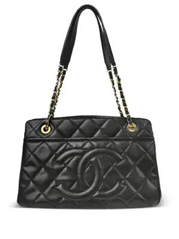 CHANEL Pre-Owned: Чёрная сумка-шоппер 