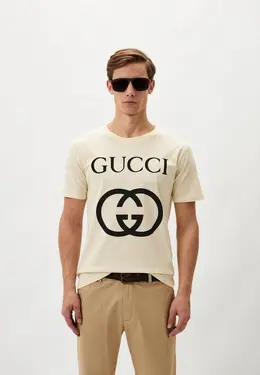 Gucci: Бежевая футболка 