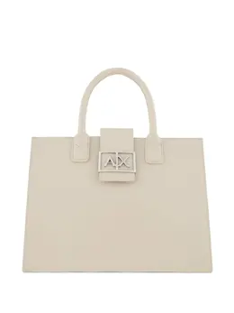 Armani Exchange: Бежевая сумка-шоппер 