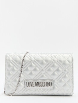 Love Moschino: Серебристый клатч 