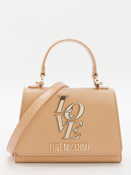 Love Moschino: Бежевая спортивная сумка 