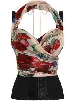 Dolce & Gabbana: Топ с растительным принтом 