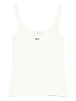 Off-White: Бежевая майка 