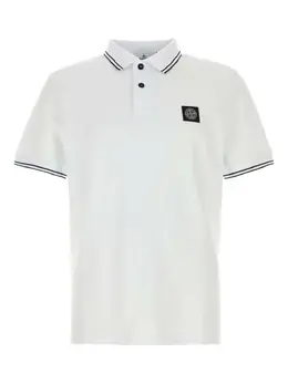 Stone Island: Белое поло  Compass