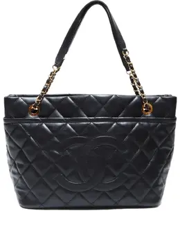 CHANEL Pre-Owned: Чёрная сумка-шоппер 