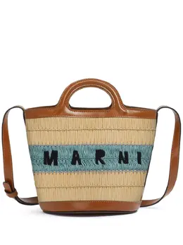 Marni: Бежевая сумка-шоппер  Tropicalia