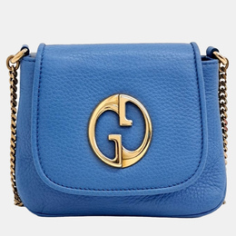 Gucci: Голубая сумка через плечо  GG