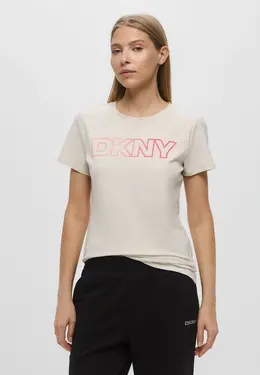 DKNY: Бежевая футболка 