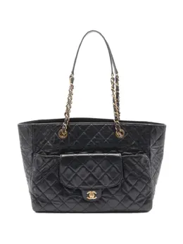 CHANEL Pre-Owned: Чёрная сумка-шоппер 