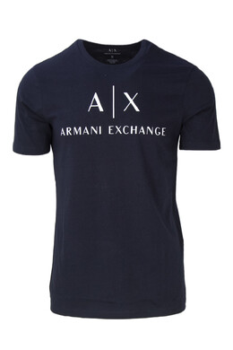 Armani Exchange: Синяя футболка 