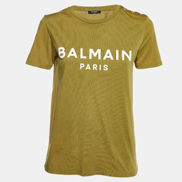 Balmain: Зелёная футболка 