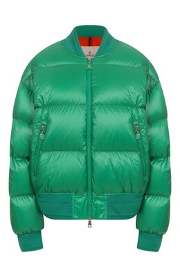 Moncler: Зелёный пуховик 