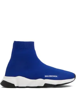 Balenciaga: Голубые кроссовки  Speed