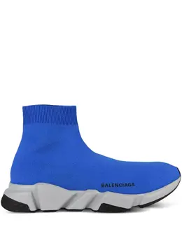 Balenciaga: Голубые кроссовки  Speed Trainer