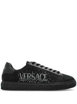 Versace: Чёрные кроссовки  Greca