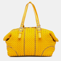 Bottega Veneta: Жёлтая сумка  Intrecciato