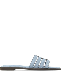 Tory Burch: Синие шлёпанцы  Ines