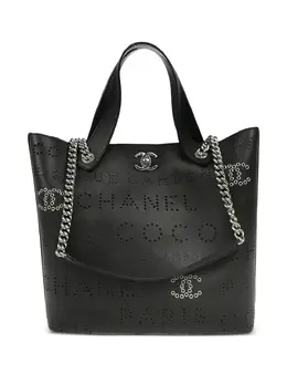 CHANEL Pre-Owned: Чёрная сумка-шоппер 