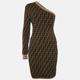 Fendi: Коричневое платье  Zucca